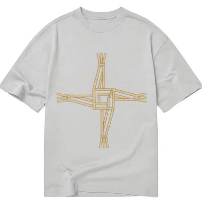 Saint Brigids Cross Woven Rush Cross Natural Beige Thread Ir Classic T-shirt – Grey