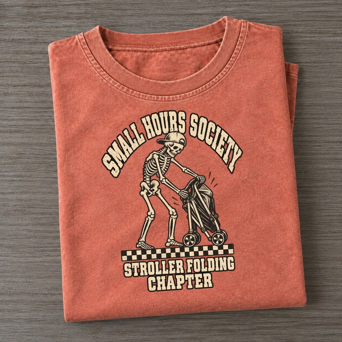 Stroller Fold Small Hours Society Vintage T-shirt – Terracotta