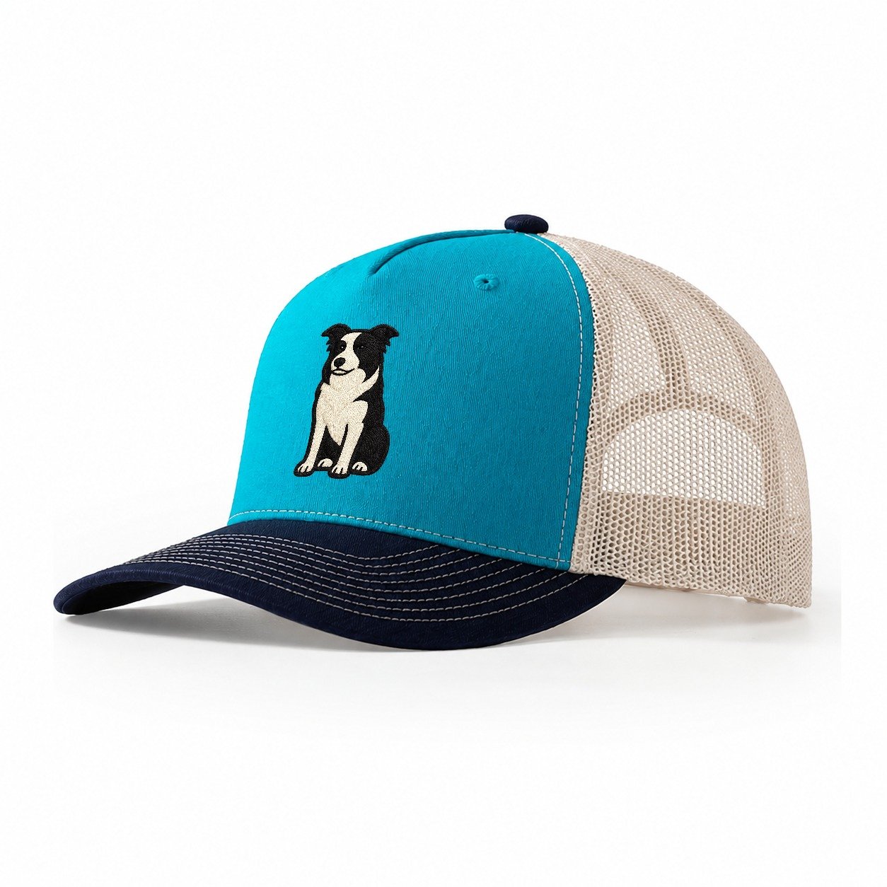 Border Collie Intense Focus Trucker Hat – Teal-Navy