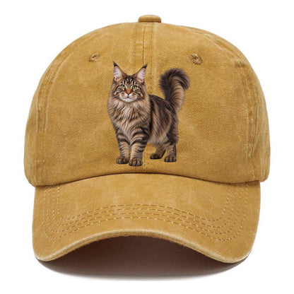 Maine Coon Standing Three Quarter Realistic Cat Portrait Classic Cap – Golden Harvest