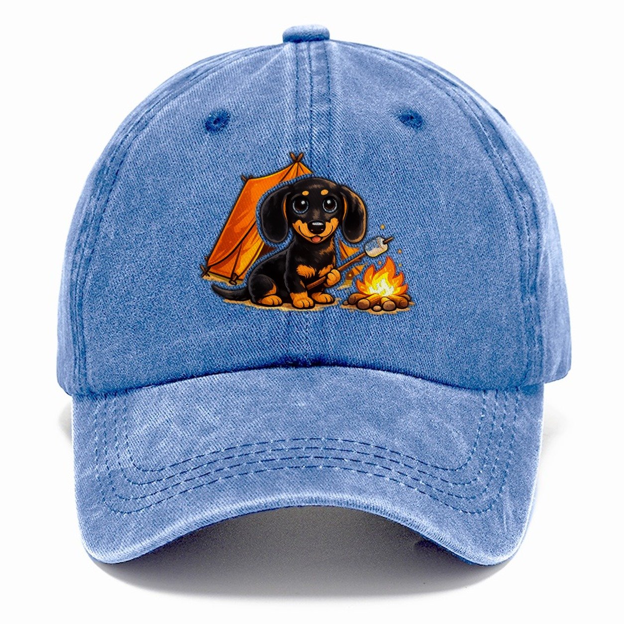 Camping Dachshund Classic Cap – Summer Sky