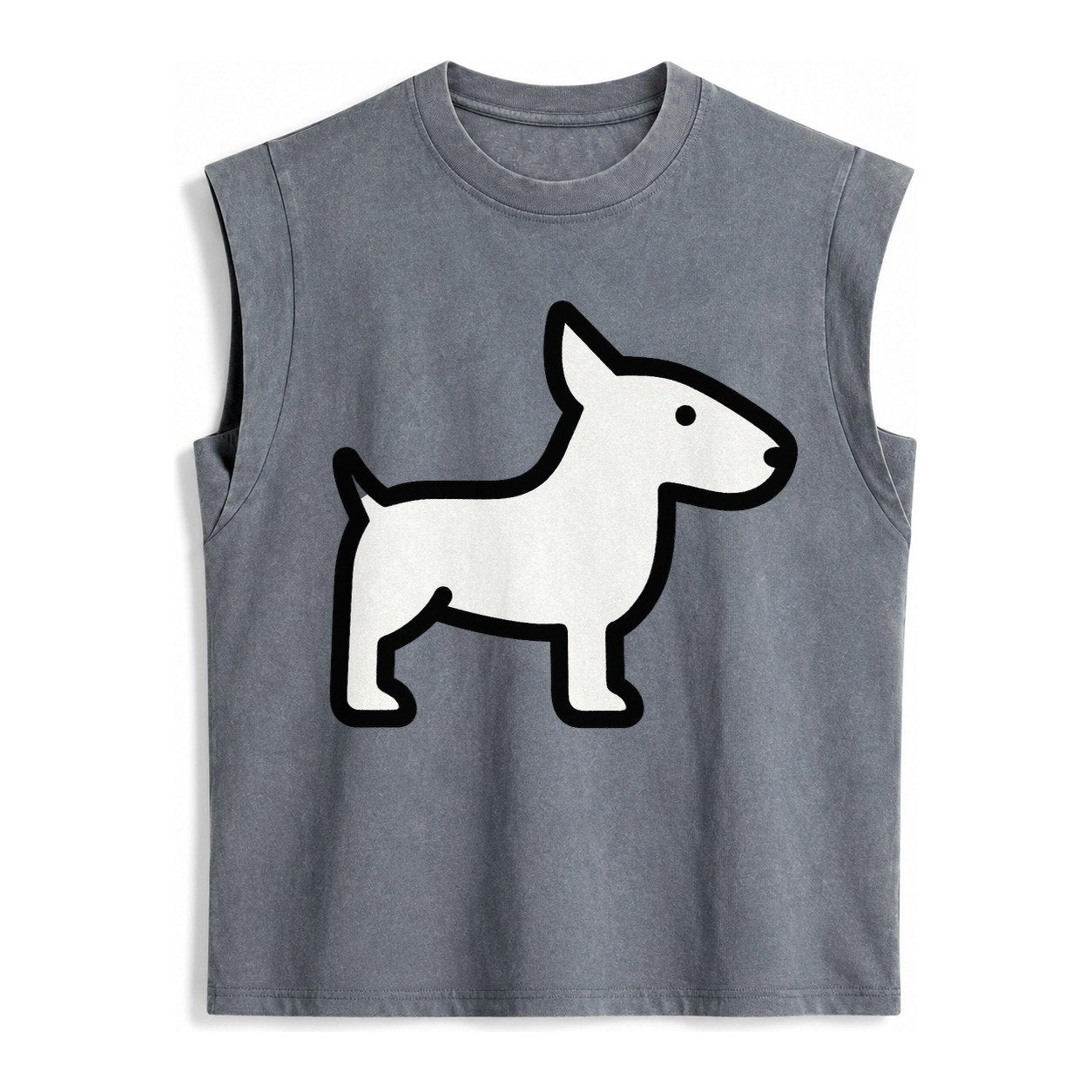 Bull Terrier White Egg Shaped Head Flat Side Profile Vintage Washed Tank – Grey