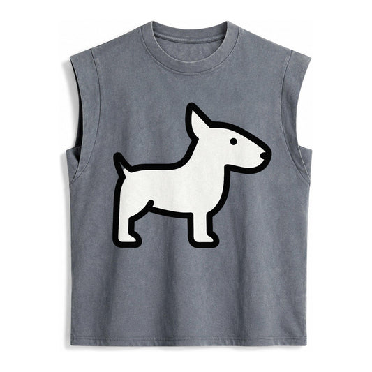 Bull Terrier White Egg Shaped Head Flat Side Profile Vintage Washed Tank – Grey