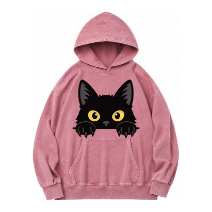 Black Cat Vintage Washed Hoodie – Dusty Rose