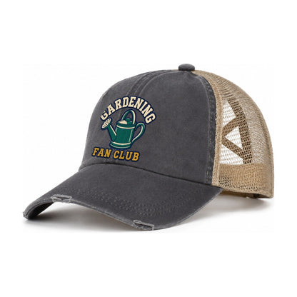 Gardening Fan Club Women's Ponytail Trucker Hat – Charcoal Khaki