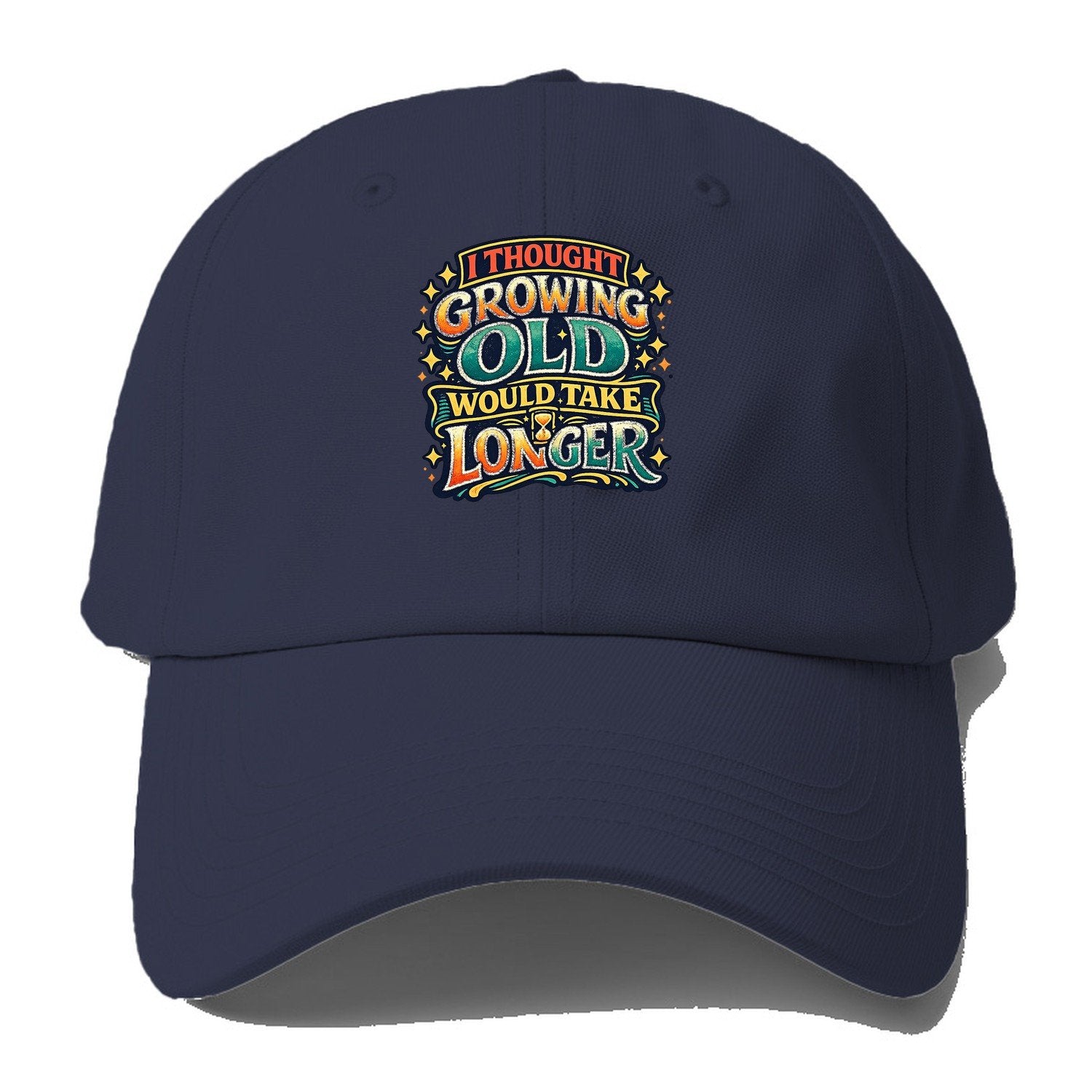 I Thought Growing Old Would Take Longer Retro Baseball Cap – Twilight Navy