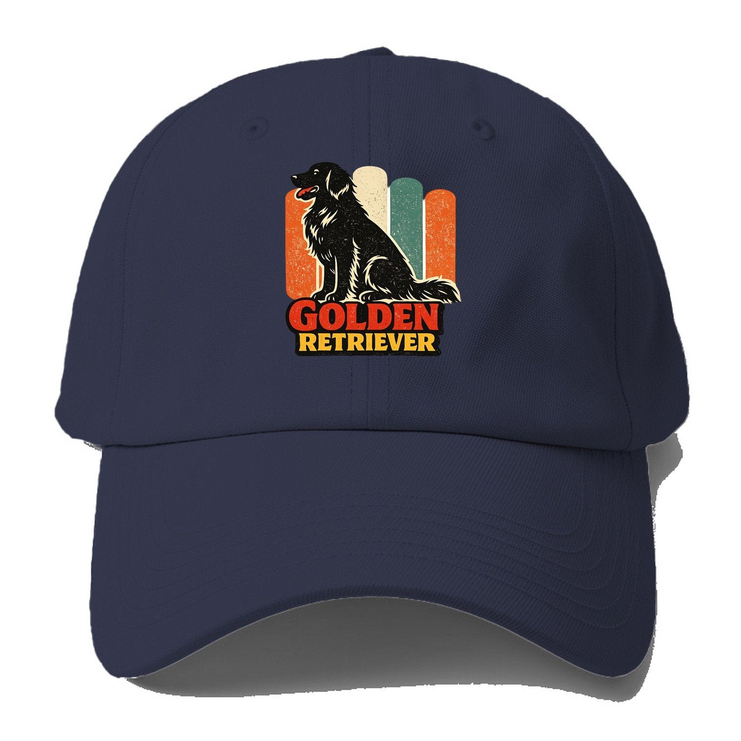Retro Golden Retriever Silhouette Baseball Cap – Twilight Navy