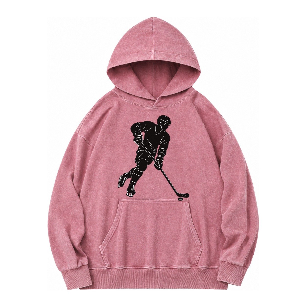 Ice Hockey Player Vintage Washed Hoodie – Dusty Rose
