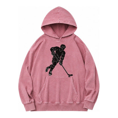 Ice Hockey Player Vintage Washed Hoodie – Dusty Rose