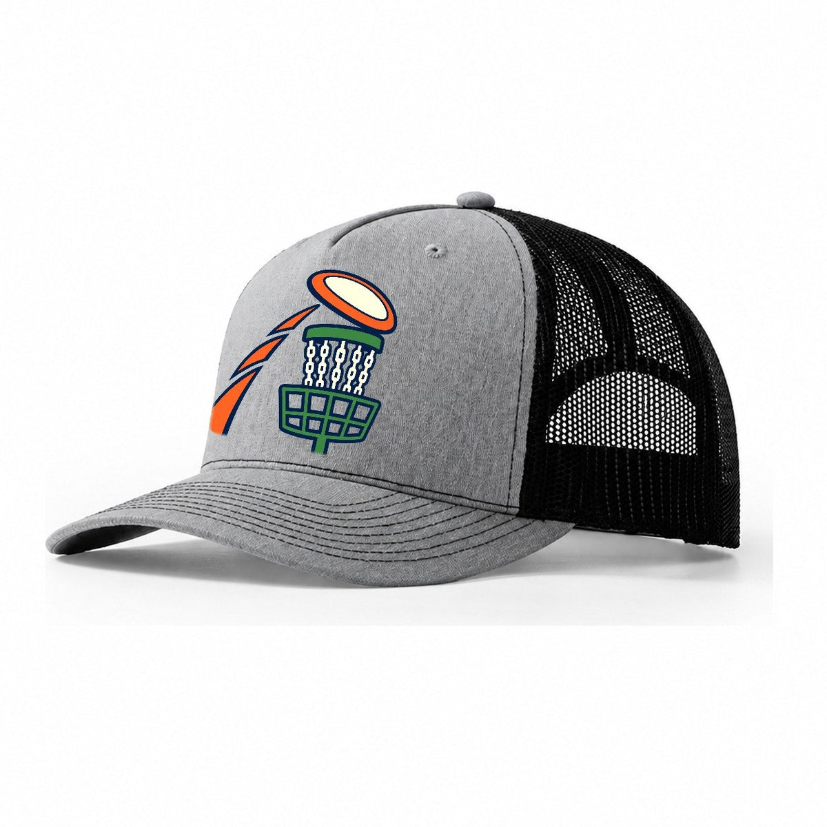 Disc Landing Arc Disc Golf Trucker Hat – Sport Grey Black