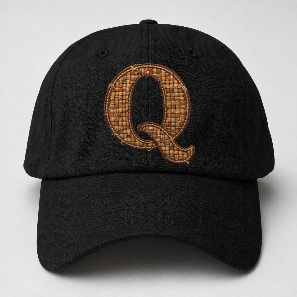 Woven Tweed Q Monogram Baseball Cap – Black