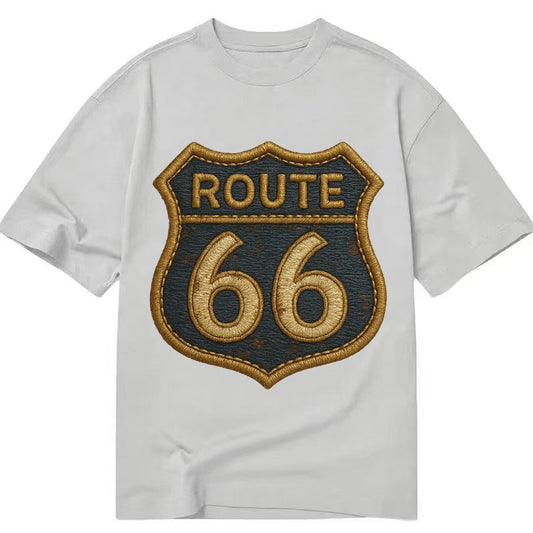 Route 66 Highway Shield With Worn Paint Classic T-shirt – Grey