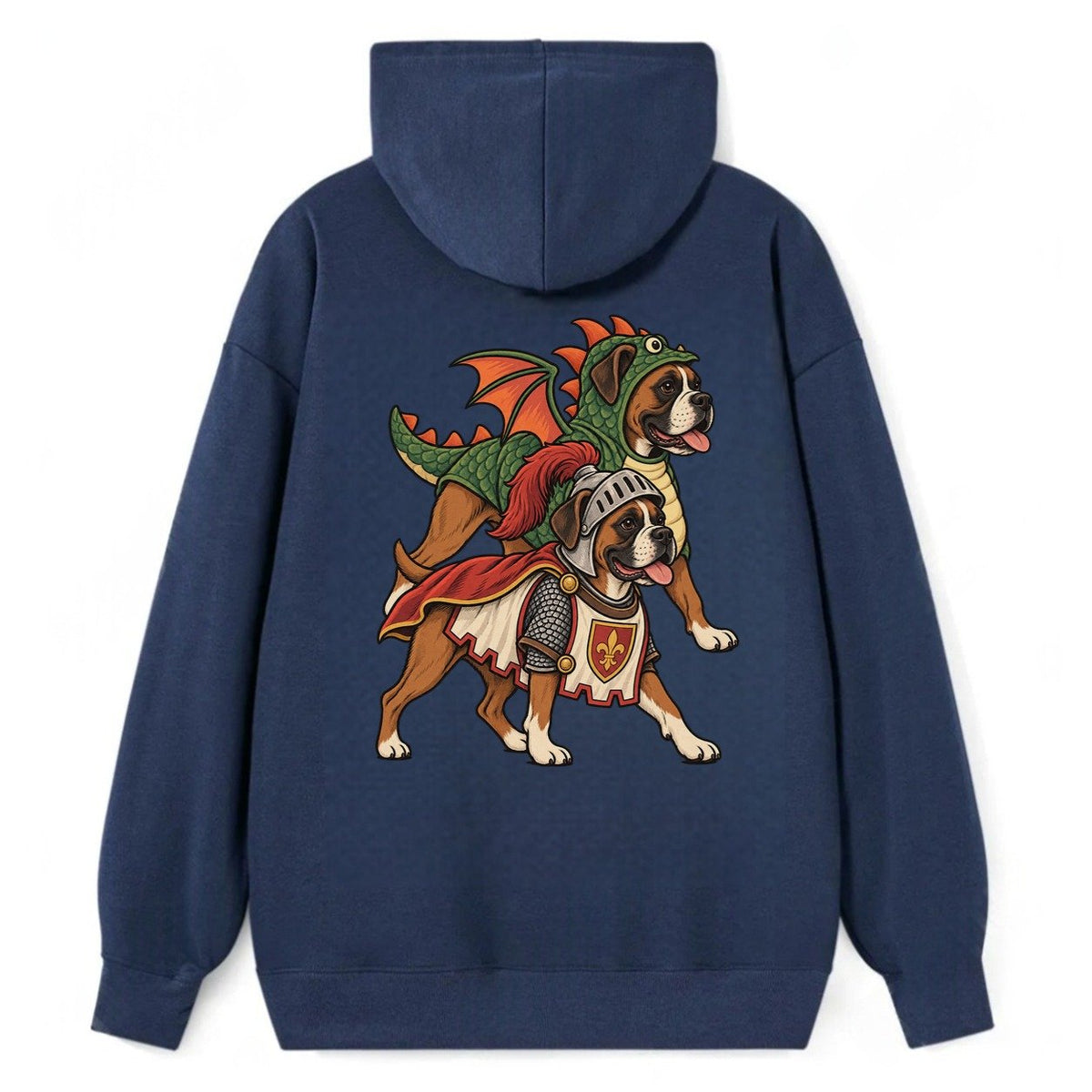 2 Boxers In Halloween Costumes Hdp 32 Parade Lineup Halloween Dog Parade Classic Pullover Hoodie – Navy