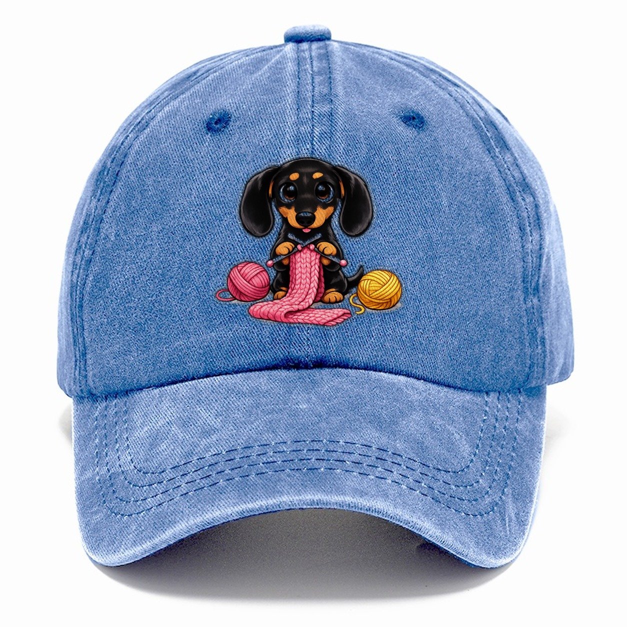 Knitting Dachshund Scarf Classic Cap – Summer Sky