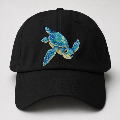 Sea Turtle Downward Glide Sea Sprite Baseball Cap – Black