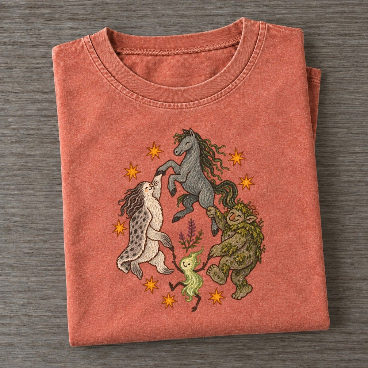 Highland Ceilidh Cryptid Hoedown Vintage T-shirt – Terracotta