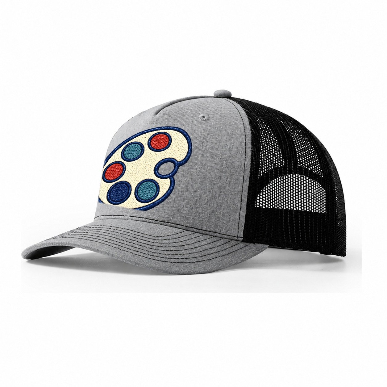 Painter Palette Tiny Solo Marks Trucker Hat – Sport Grey Black
