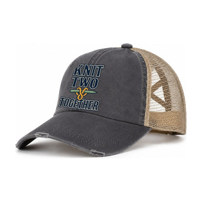 Knit Two Together Yarn Crafts Women's Ponytail Trucker Hat – Charcoal Khaki