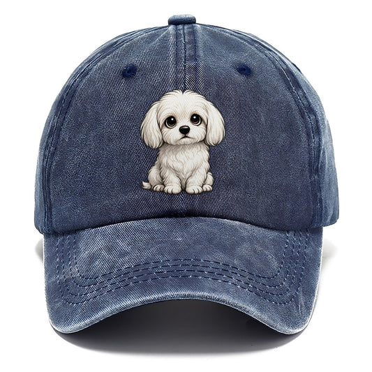 Maltese Sitting Sweetheart Classic Cap – Twilight Navy