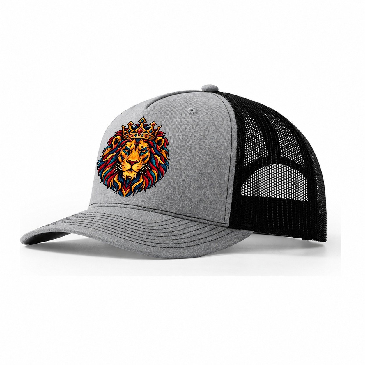 Lion Of Judah Tribal Bold Judaism Heritage Trucker Hat – Sport Grey Black