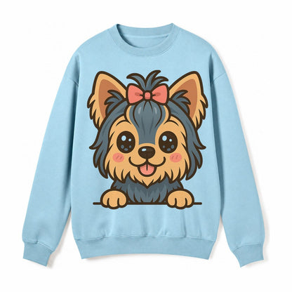 Yorkshire Terrier Modern Tiny Dog Logo Fleece Sweatshirt – Light Blue