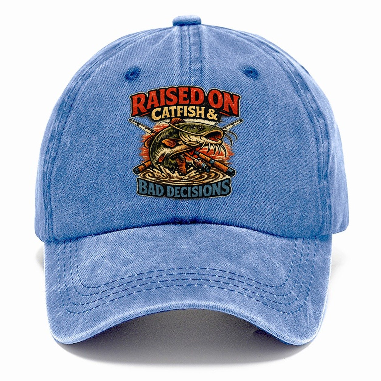 Raised On Catfish And Bad Decisions Classic Cap – Summer Sky