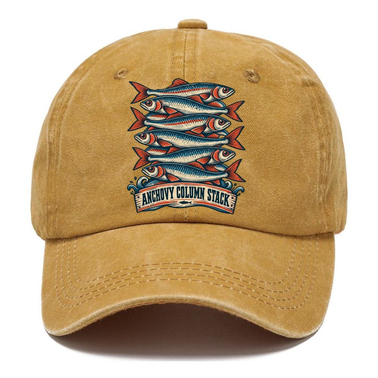 Anchovy Column Stack Fishing Club Classic Cap – Golden Harvest