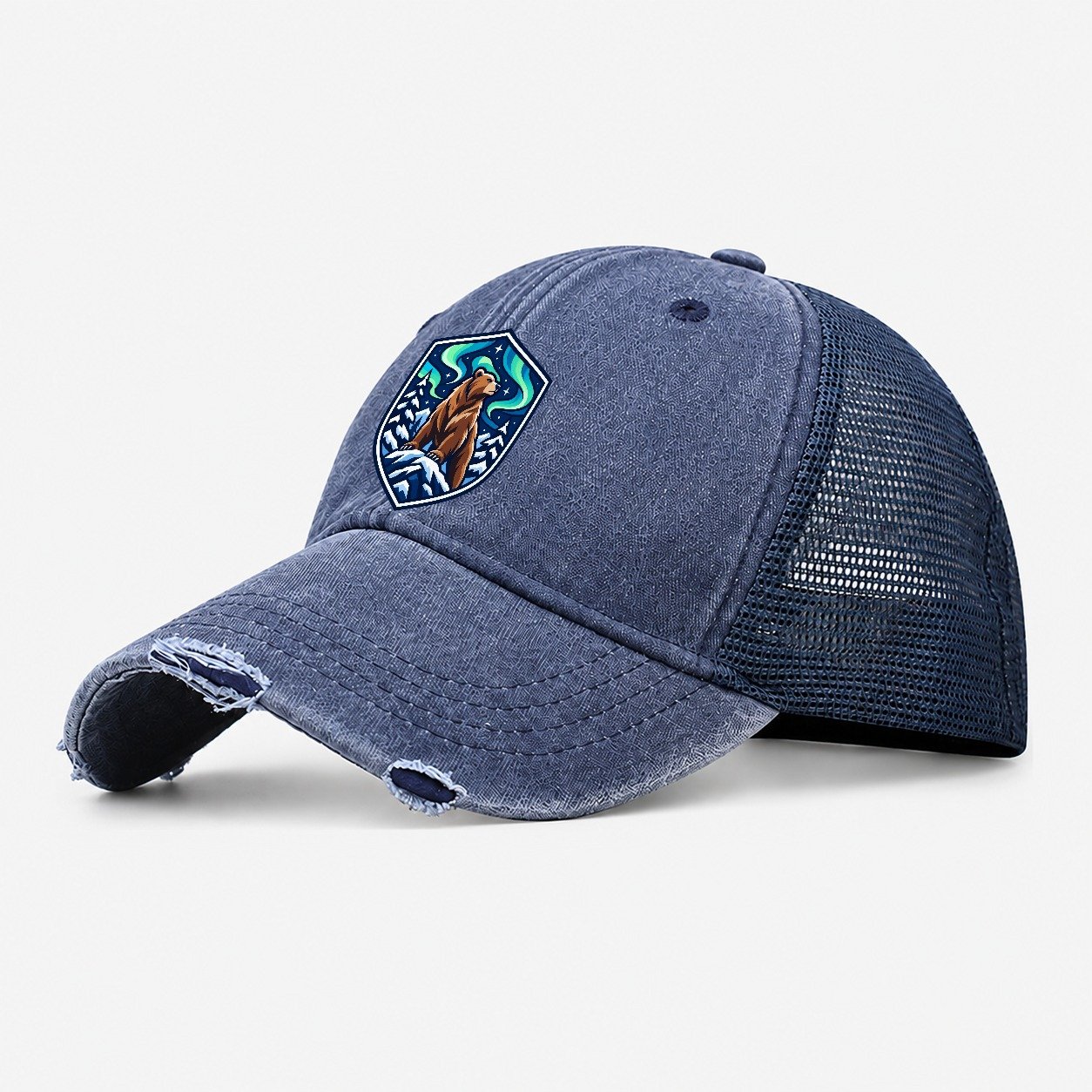 Finland Minimal Emblem Country Logos Washed Trucker Hat – Navy