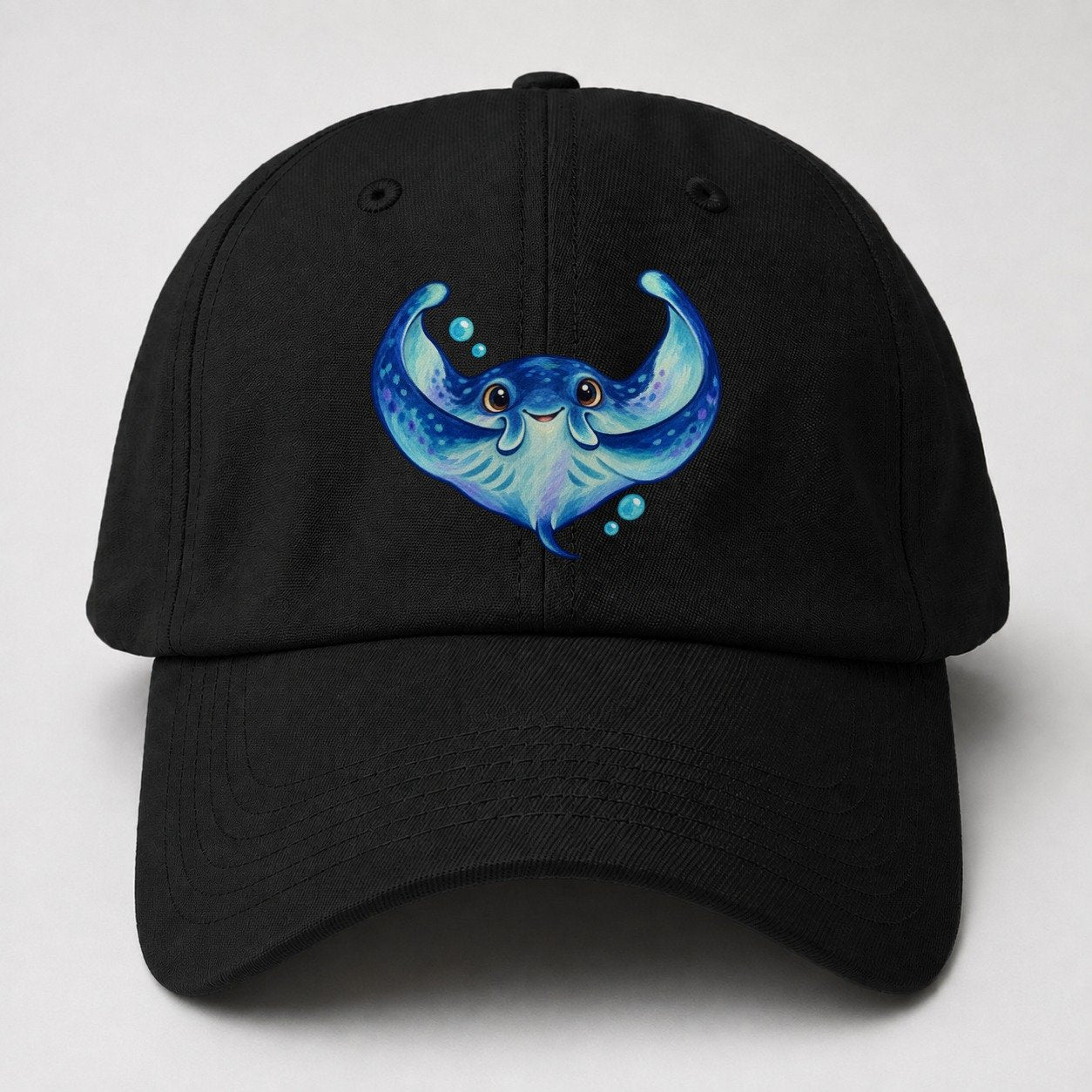 Manta Ray Wing Hug Sea Sprite Baseball Cap – Black