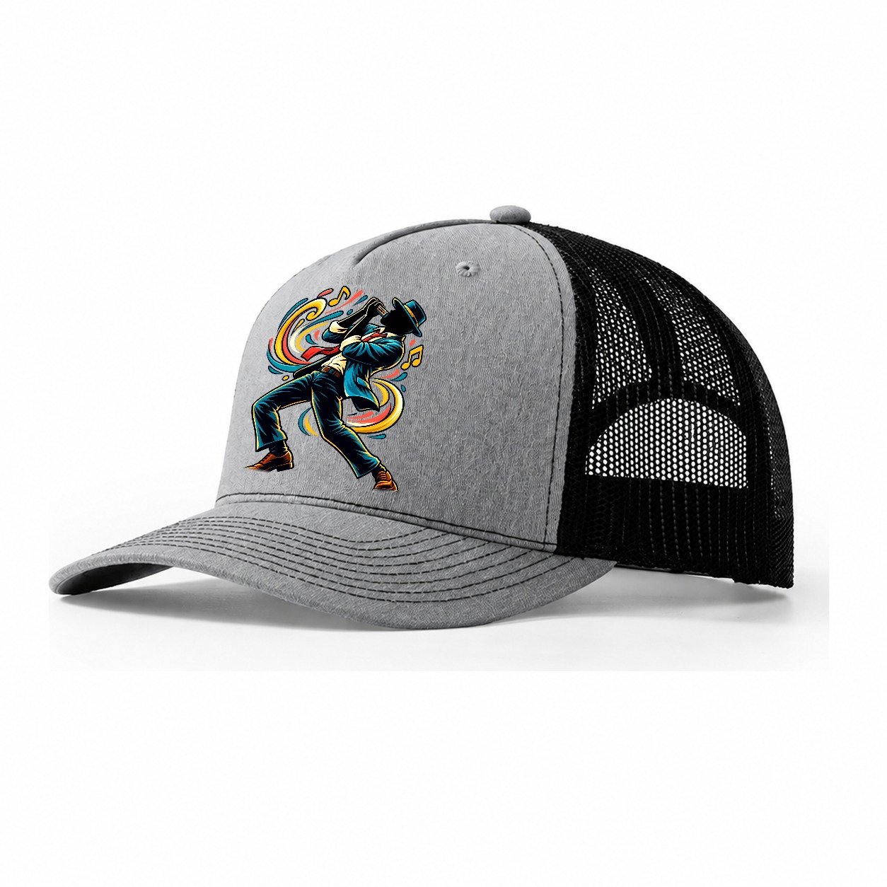 Harmonica Icon Music Instruments Trucker Hat – Sport Grey Black
