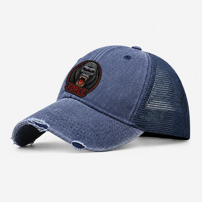 Gorilla Force Badge Washed Trucker Hat – Navy