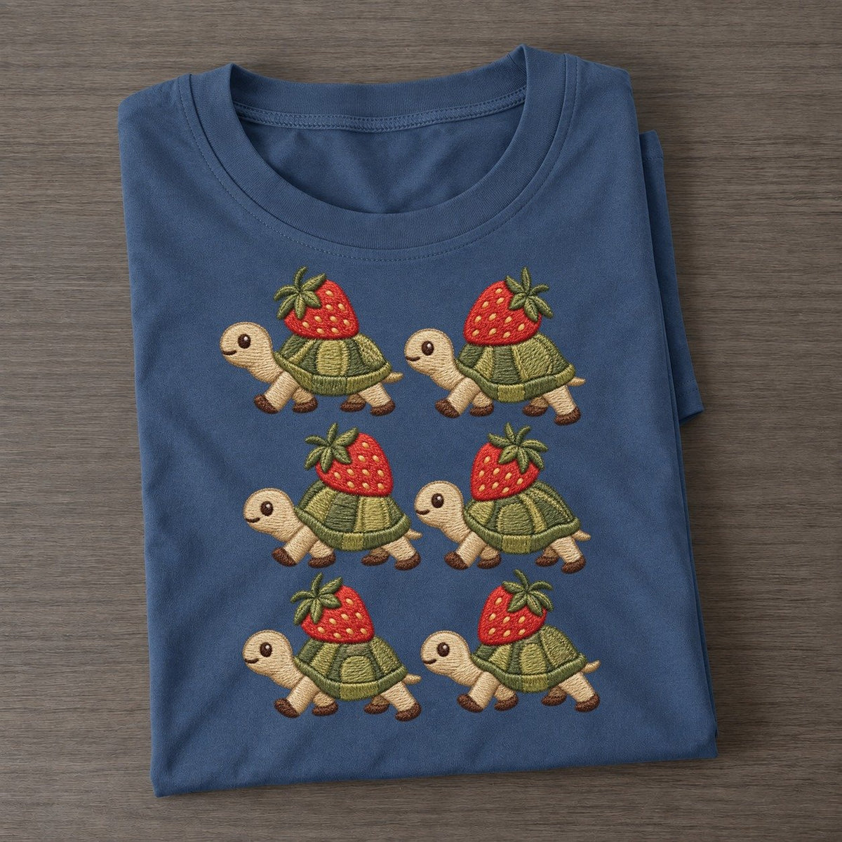 Turtles With Strawberries Single File Classic T-shirt – Twilight Navy