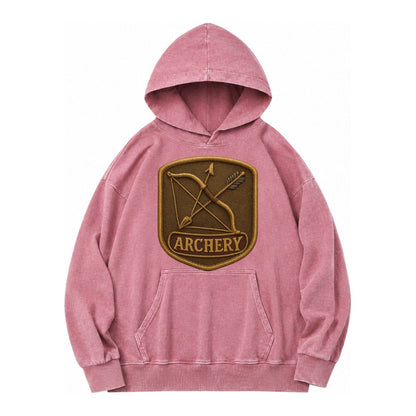 Bow And Arrow Crossed Archery Enthusiast Vintage Washed Hoodie – Dusty Rose