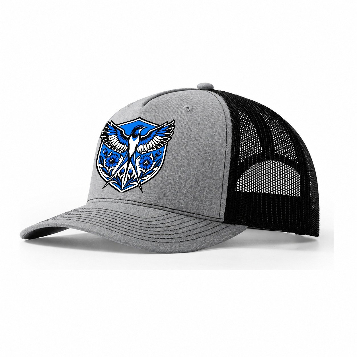 Estonia Minimal Emblem Country Logos Trucker Hat – Sport Grey Black