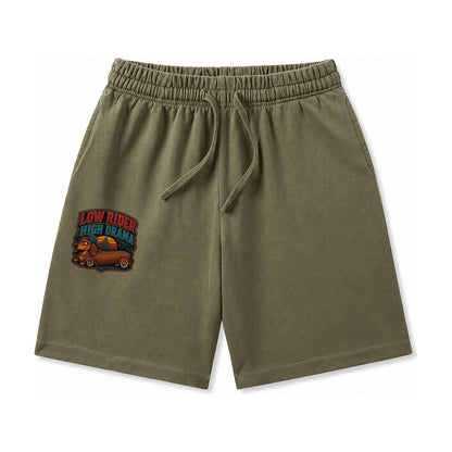 Low Rider High Drama Dachshund Washed Shorts – Army Green