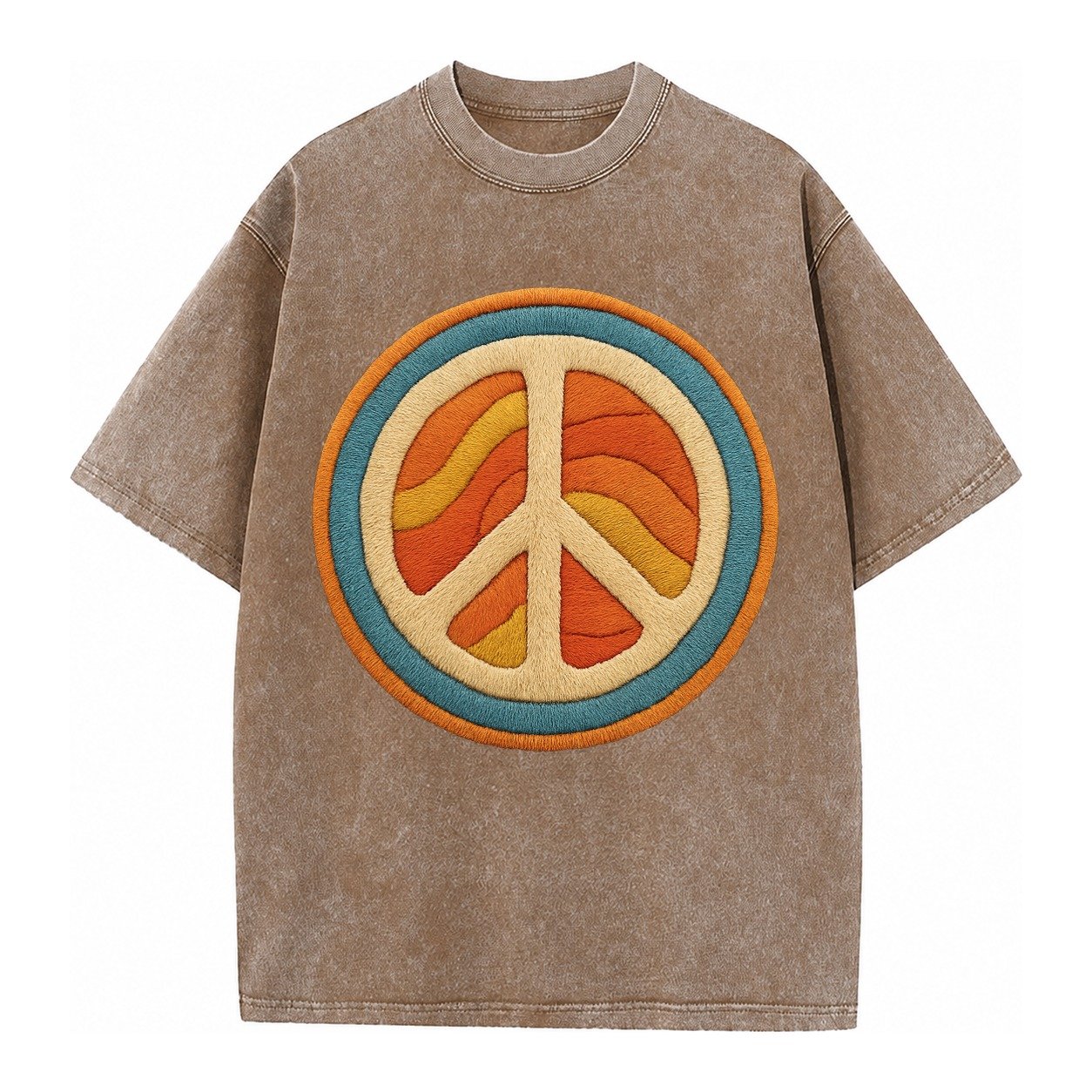 Retro Peace Harmony Vintage T-shirt – Brown