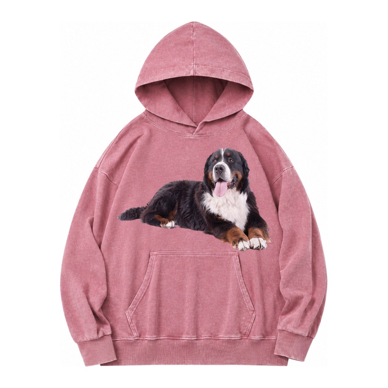 Bernese Mountain Dog Vintage Washed Hoodie – Dusty Rose