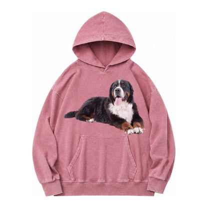 Bernese Mountain Dog Vintage Washed Hoodie – Dusty Rose