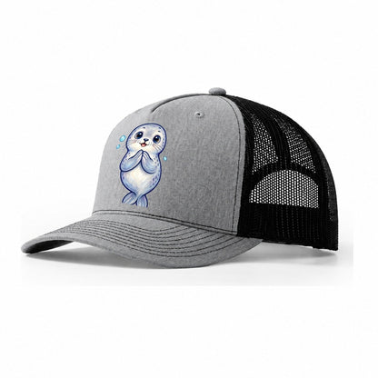 Seal Front Clap Sea Sprite Trucker Hat – Sport Grey Black