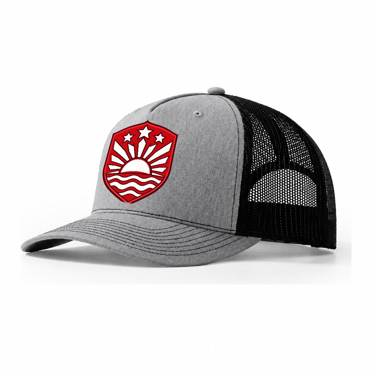 Latvia Minimal Emblem Country Logos Trucker Hat – Sport Grey Black