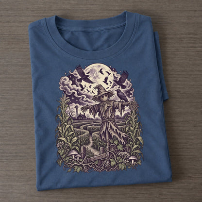 Cornfield Scarecrow Crows Midnight Haunt Classic T-shirt – Twilight Navy