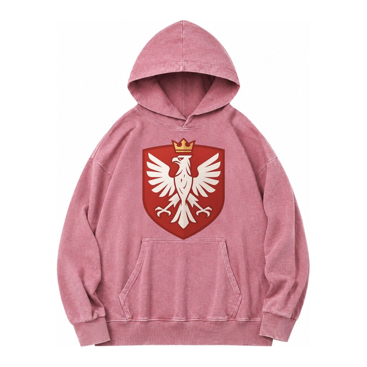 Poland White Eagle Vintage Washed Hoodie – Dusty Rose