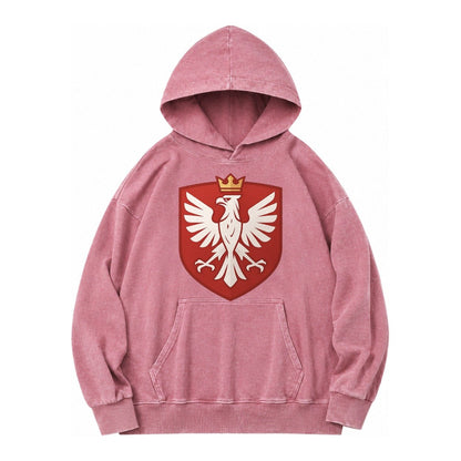 Poland White Eagle Vintage Washed Hoodie – Dusty Rose