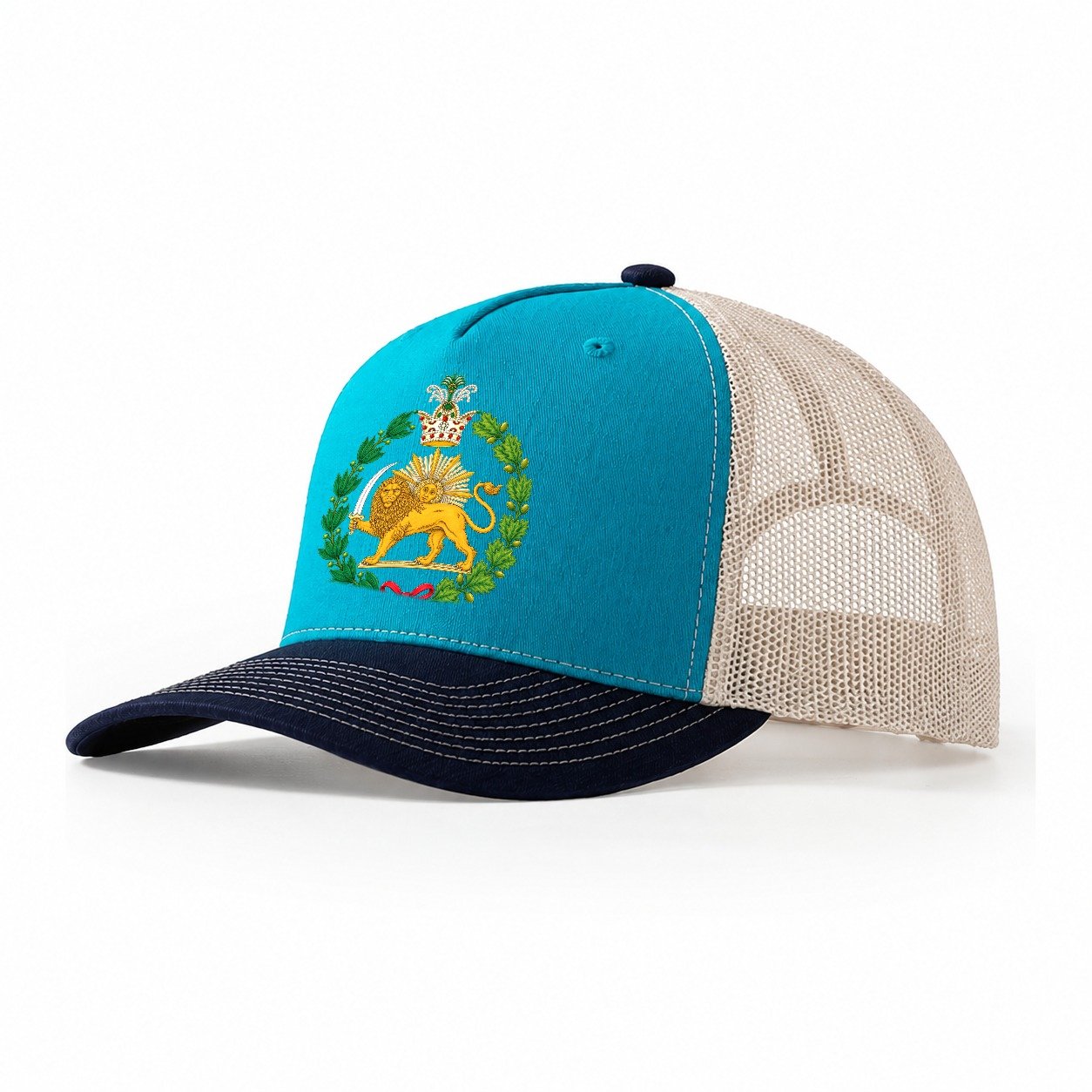 Iran Lion Trucker Hat – Teal-Navy