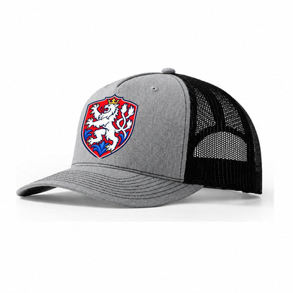 Czech Republic Minimal Emblem Country Logos Trucker Hat – Sport Grey Black