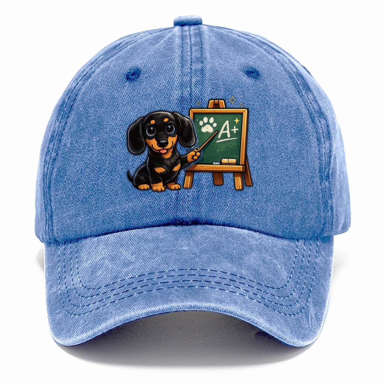 Dachshund Teacher Chalkboard Classic Cap – Summer Sky