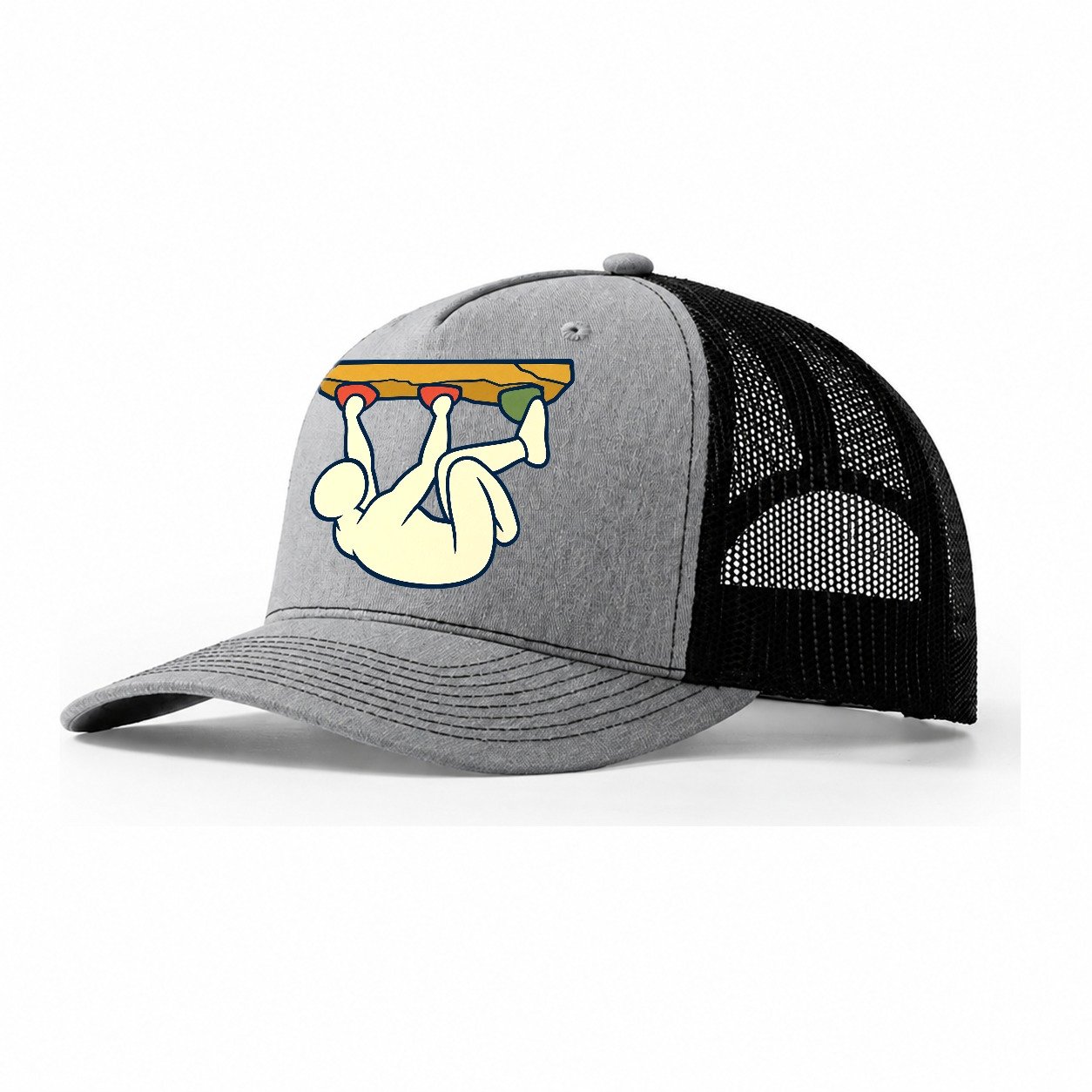 Overhang Body Position Rock Climbing Trucker Hat – Sport Grey Black