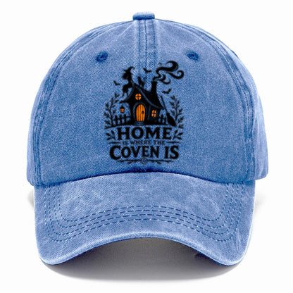 Home Is Where The Coven Is Slogan Witch Magic Classic Cap – Summer Sky
