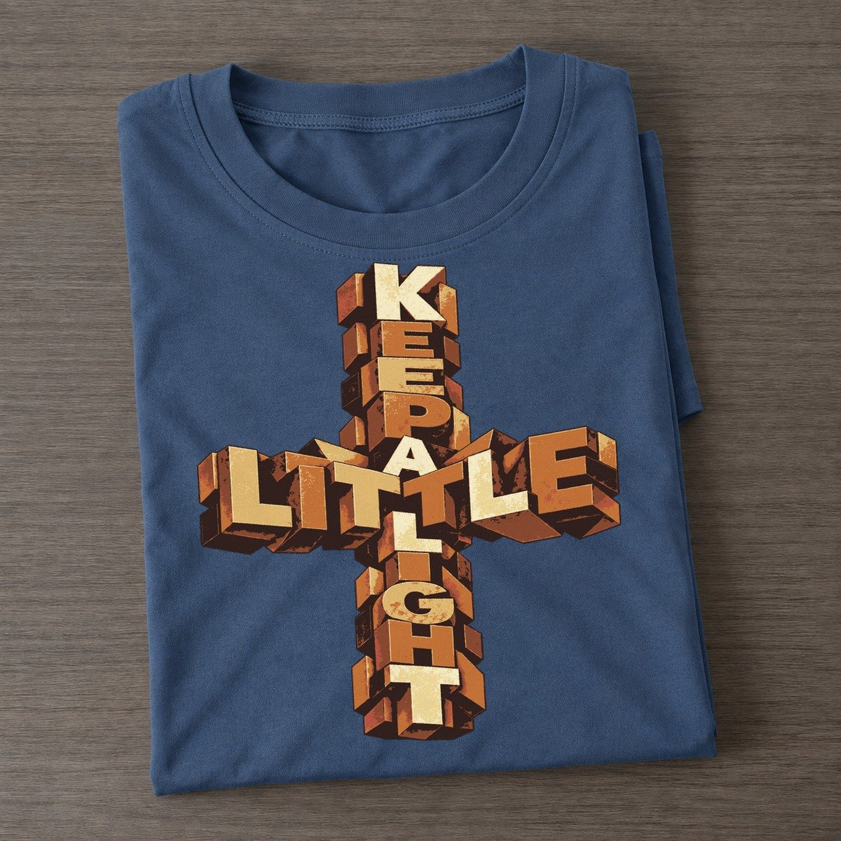 Open Cross Mosaic Letter Sculpture Classic T-shirt – Twilight Navy