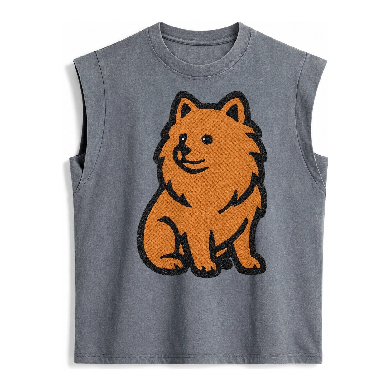 Pomeranian Orange Fluffy Charm Vintage Washed Tank – Grey